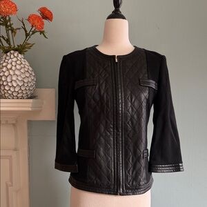 St. John Wool Blend & Leather Jacket - Size 2